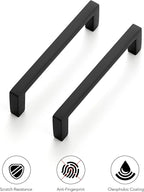 Ravinte 25 Pack Matte Black Cabinet Pulls, 3-3/4 Inch (96mm) Hole Center Slim Kitchen Handles, Square Drawer Pulls for Cabinets & Cupboards, Hardware