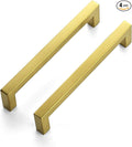 JOY DECOR 4 Pack Cabinet Handles, Gold Cabinet Pulls, 6-1/4 Inch Kitchen Closet Handles Square Drawer Pulls Stainless Steel Drawer Hardware, 160mm Hole Centers
