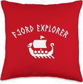 Viking Puns Funny Fjord Explorer Scandinavian Humor Throw Pillow, 16x16, Multicolor
