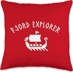 Viking Puns Funny Fjord Explorer Scandinavian Humor Throw Pillow, 16x16, Multicolor