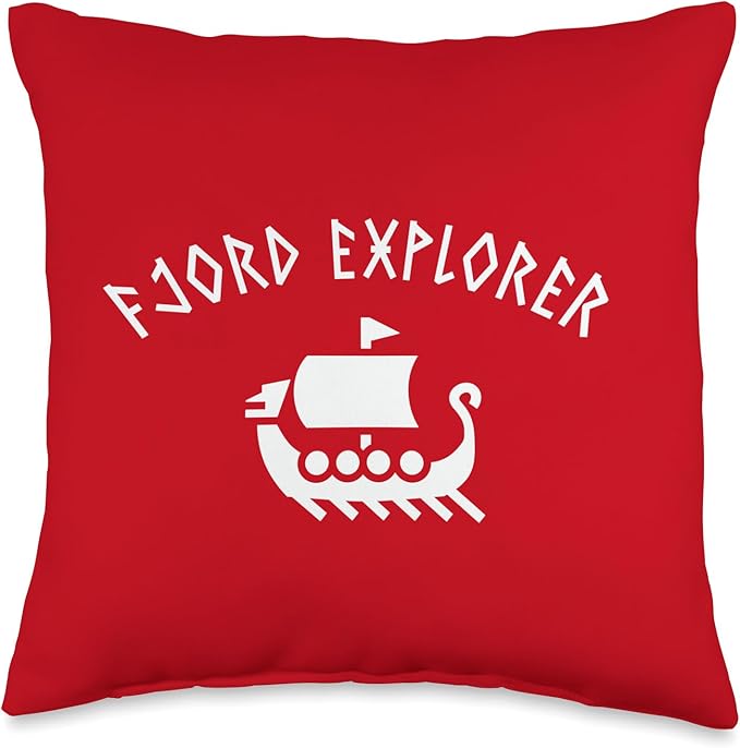 Viking Puns Funny Fjord Explorer Scandinavian Humor Throw Pillow, 16x16, Multicolor