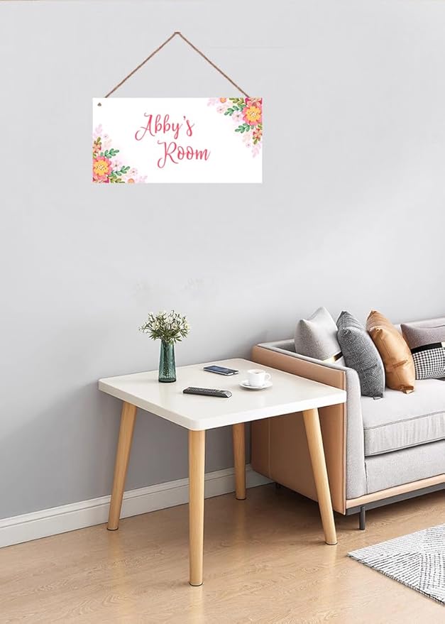 Personalized Sign Nice Flowers Sign Door Art Décor For Kids Room Custom Name Door Wall Art Décor For Little Man Cave, Flower Floral Nursery Art Plate For Girls Room Boys Bedroom