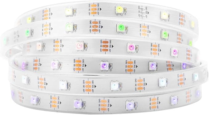BTF-LIGHTING WS2812B IC RGB 5050SMD Pure Gold Individual Addressable LED Strip 16.4FT 150LED 30Pixel/m Flexible Full Color IP67 DC5V for DIY Chasing Color Project(No Adapter or Controller)