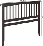 AFI, Mission King Solid Wood Headboard with Attachable Charger, Espresso