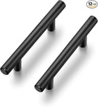 Ravinte 12 Pack 6 inch Cabinet Pulls Matte Black Stainless Steel Kitchen Cupboard Handles Cabinet Handles 3.5” Hole Center