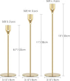 Gold Candle Holders Candlestick Holders for Taper Candles, Set of 6 Modern Decorative Candle Sticks Long Holder for Table Centerpiece, Wedding, Dinning, Party (Candles are not Included)