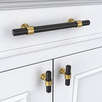 goldenwarm 10 Pack Black and Gold Cabinet Pulls 3-3/4 Inch Kitchen Cabinet Handles Black Kitchen Drawer Pulls for Dresser Bathroom Modern Hardware,Zinc Alloy Base