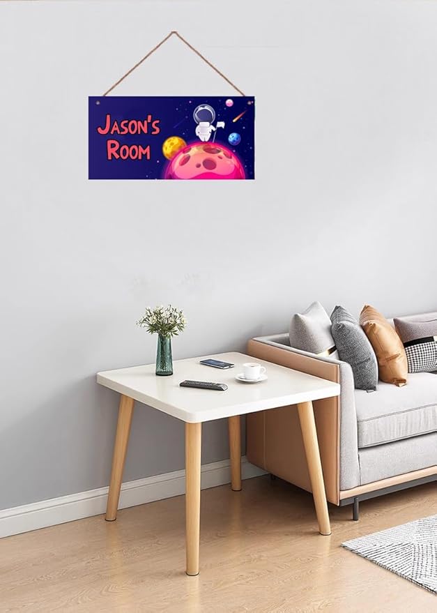 Personalized Universe Sign Aerospace Stars Themed For Kids Room Door Art Decor For Little Man Cave,Custom Name Astronaut Wall Decor Decorative Plate for Boys Girls Bedroom