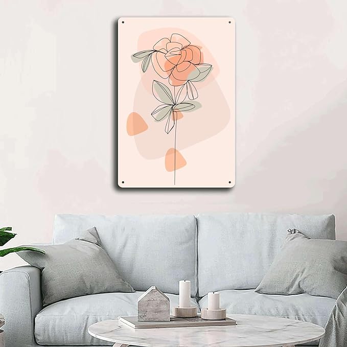 Metal Tin Signs Scandinavian Flowers Suitable for Office Home Classroom Bathroom Washroom Decoration 8x12inch Tin Sign
