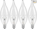 4-Pack E12 Candle Light Bulbs 25W Warm White 2500K, 240 Lumen Dimmable Chandeier Light Bulbs for Ceiling Fan, Pendants or Outdoor, CA10 Clear Candelabra Base Bulbs