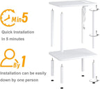 Apicizon 2 Tier End Table Set of 2, Small Side Table with Charging Station, Boho Bedside Table with USB Ports and Outlets, Nightstand for Small Spaces, Bedroom, Living Room, Easy Assembly, White