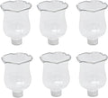 4E's Novelty Clear Glass Votive Cups with Peg - Pack of 6 - Tulip Votive for Candelabra Candle Holder, Home Interior Candle Sconce Glass Replacement Parts, Shabbat Candle Oil Lamp (3.25" Tall)