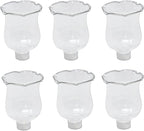 4E's Novelty Clear Glass Votive Cups with Peg - Pack of 6 - Tulip Votive for Candelabra Candle Holder, Home Interior Candle Sconce Glass Replacement Parts, Shabbat Candle Oil Lamp (3.25" Tall)