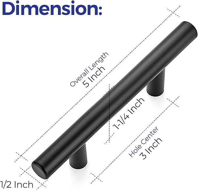 Ravinte 35 Pack | 5'' Cabinet Pulls Matte Black Stainless Steel Kitchen Drawer Pulls Cabinet Handles 5”Length, 3” Hole Center