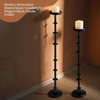 Maxdot Black Metal Pillar Candle Holder 36" 29" Tall Decorative Taper Candle Stand Set of 2 Floor Candlestick Holder Large Metal Black for Christmas Halloween Living Room