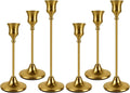 Brass Gold Candlestick Holders Set of 6, Metal Taper Candle Holders, Classic Decorative Candle Stick for Christmas, Wedding, Party, Dinner Tables,Home Décor