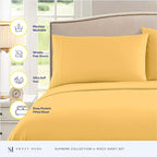 1800 Supreme Collection - Breathable Luxury California King Sheet Set with Full Elastic & Secure Corner Straps Built In, Cal King Deep Pocket Bedding, Yellow