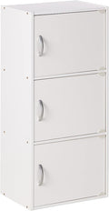 Hodedah Heavy Duty Engineered Wooden 3 Door Enclosed Multipurpose Storage Cabinet with Included Hardware for Easy Assembly, White