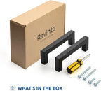 Ravinte 5 Pack Black Cabinet Pulls 3-3/4 Inch Square Kitchen Cabinet Handles Matte Black Kitchen Hardware for Drawer Pulls Drawer Handles Come with Screwdriver