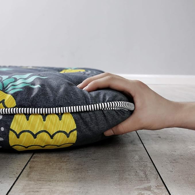 MAXYOYO Grey Pineapple Japanese Floor Futon Mattress, Tatami Floor Mat Portable Camping Mattress Kids Sleeping Pad Foldable Roll Up Floor Lounger Couch Bed Full Size with Mattress Protector Cover