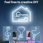 Lamomo Neon LED Rope Light 65.6Ft, White LED Strip Lights 1.96in/Cut, 6000K Waterproof Flexible Silicone 24V Led Strip for DIY Neon Sign Bedroom Indoor Outdoor Decor（Power Adapter Included）
