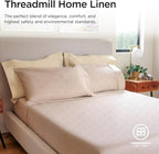 Threadmill Queen Sheet Set for Queen Mattresses | 800 Thread Count Jacquard Celine Light Beige | Better Than Egyptian Cotton | 4 Pc Bed Sheets | Elasticized Deep Pocket | 100% Cotton Queen Sheets