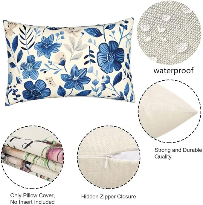 Throw Pillow Covers 28 x 35 Pillow Covers Set of 2 Couch Pillows for Living Room, Blue Throw Pillows with Invisible Zipper, Linen Accent Pillows Decorative Pillows Farmhouse Decor, Scandinavian J334