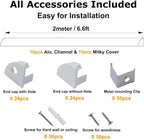 hunhun 10-Pack 6.6ft/ 2Meter V Shape LED Aluminum Channel System with Milky Cover, End Caps and Mounting Clips, Aluminum Profile for LED Strip Light Installations, Very Easy Installation