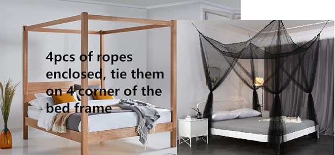 OctoRose Four Post Mosquito Net for Bed Canopy -Fits Queen, King, California King Beds-Indoor & Outdoor Use- White