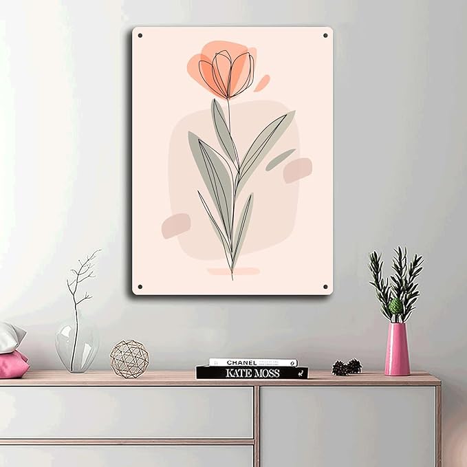 Metal and Tin SignsElegant Floral Prints for Home Decor Bedroom and Bathroom Wall Decoration 12x16inch Tin Sign