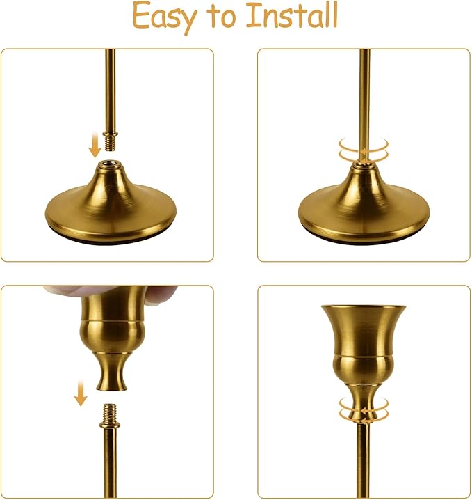 Brass Gold Candlestick Holders Set of 6, Metal Taper Candle Holders, Classic Decorative Candle Stick for Christmas, Wedding, Party, Dinner Tables,Home Décor