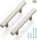 JOY DECOR 10 Pack 3 Inch Brushed Nickel Square Cabinet Handles Stainless Steel Cabinet Hardware Pulls for Kitchen and Drawers with 5 Inch Overall Length