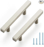 JOY DECOR 10 Pack 3 Inch Brushed Nickel Square Cabinet Handles Stainless Steel Cabinet Hardware Pulls for Kitchen and Drawers with 5 Inch Overall Length