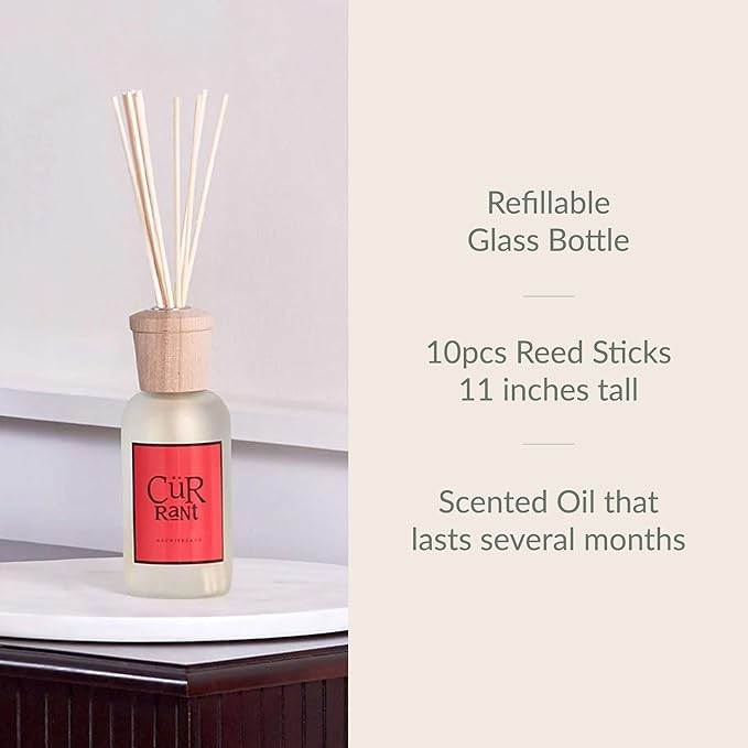 Archipelago Botanicals Currant Reed Diffuser, Home Fragrance Reed Diffuser, Includes Fragrance Oil, Decorative Wooden Cap & 10 Diffuser Reeds, Perfect for Home, Office or Gift, 7.85 fl oz