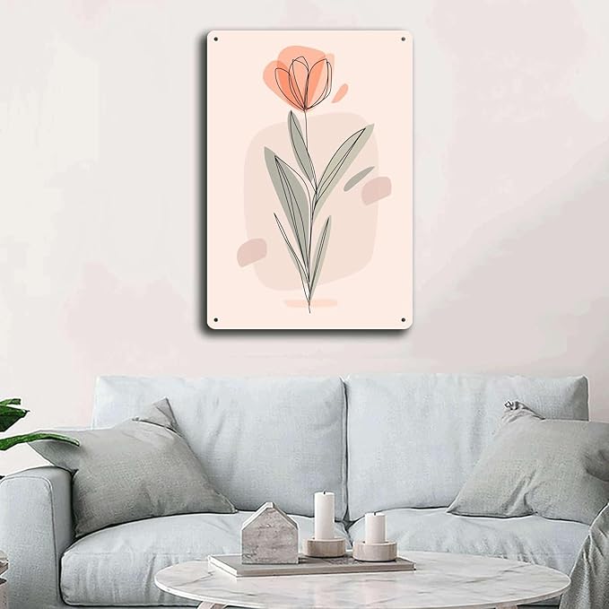 Metal Tin Signs Elegant Floral Prints for Home Decor Bedroom and Bathroom Wall Decoration 8x12inch Tin Sign