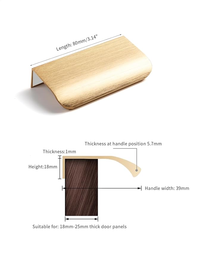 5 Pack 3 inch self Adhesive Cabinet pulls Adhesive Cabinet Handles Gold Stick on Handles for Finger pulls for cabinets Drawer pulls Concealed Seam Flat Edge
