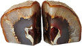 AMOYSTONE Agate Book Ends Shelves Decorative Geode Bookend Large Crystal Bookends Quartz Decor Nature Brown with Rubber Bumpers(1 Pair, 4-6 LBS)