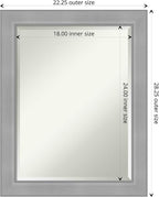 Amanti Art Silver Bathroom Mirror for Over Sink, 28x22 Vista Brushed Nickel Rectangle Vanity Mirror, Medium Casual Frame, Hangs Horizonally and Vertically, Bathroom Wall Decor, Beveled Edge
