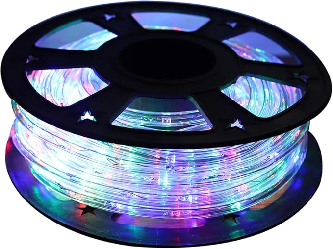50ft 360 LED Waterproof Rope Lights, 110V Connectable Indoor Outdoor Colored Led Rope Lights for Outside, Deck, Patio, Pool, Camping, Bedroom Decor, Landscape Lighting and More (Multicolor)