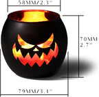 Black Halloween Table Centerpieces Candle Holders 6PCS, Jack O Lantern Tealight Votive Candle Holders, Indoor Halloween Decorations for Mantel Coffe Table Decor