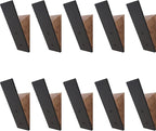Homeforia Walnut Wood Coat Hooks, High End Walnut Wood & Black Metal Wall Mounted Coat Hook, Mid-Century Modern Clothes Hooks, Heavy Duty Wooden Hook for Hanging Coats, Hats, Towels & More, Set of 10