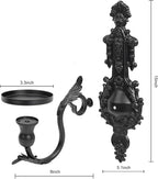 GAKA Wall Sconce Candle Holder Set of 2 Gothic Metal Candle Sconce Black Candle Holders Vintage Wall Mount Candle Holders Decorative,Black