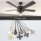 Ceiling Fan Pull Chain Set - 4 Piece Bulb and Fan Pattern Extension Pendant, 12 Inch Extender With Ball Connector (Antique Bronze)