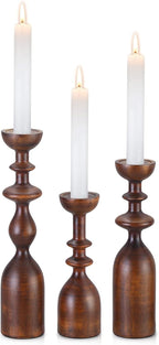 HOWSILAY Candle Holder Wood Candle Holders for Table Centerpiece Candlestick Holders Modern Farmhouse Decor Candlesticks fits 3/4" or 7/8" Taper Candle and Dia 1.5" Led Tea Lights or Pillar Candles