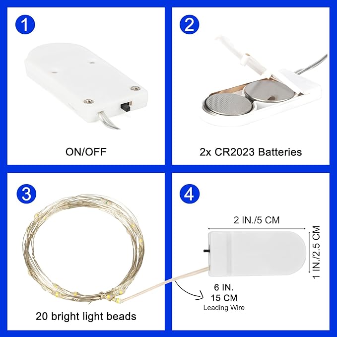 6 Pack LED Fairy Lights 7ft Battery Powered Waterproof Silver Wire 20 Led Mini String Mason Jar Lights for DIY Wedding Party Bedroom Patio Easter Christmas (Blue)
