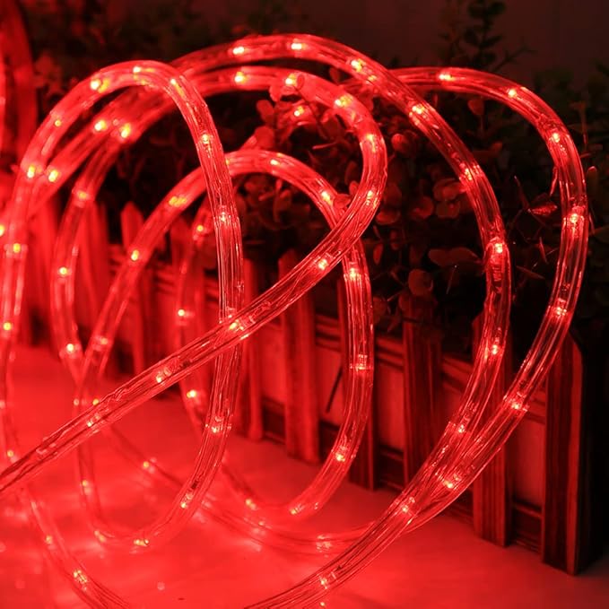 50ft 360 LED Waterproof Rope Lights, 110V Connectable Indoor Outdoor Red Led Rope Lights for Outside, Deck, Patio, Pool, Camping, Bedroom Decor, Landscape Lighting and More (Red)