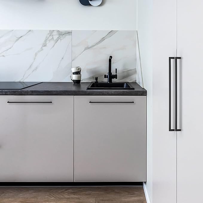 Ravinte 3 Pack Black Matte Cabinet Pulls and Handles - 18 Inch Square, Drawer Pulls, Kitchen Cabinet Hardware