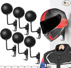 SANGMO 6 Pack 180° Motorcycle Helmet Holder Wall Mount, Rotation Metal Helmet Rack, Helmet Holder Bike with 2 Hooks Helmet Hanger for Motorcycle Bike Coats, Caps, Baseballs, Rugby Helmet (Black)