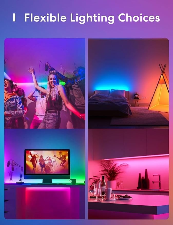 meross Smart LED Strip Lights, 32.8ft WiFi RGB Strip, Works with Apple HomeKit, Siri, Alexa&Google and SmartThings, App Control, Color Changing Lights Strip for Room, Party, Festivals, UL Listed