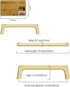 Amerdeco 10 Pack Brushed Gold Cabinet Pulls 5 Inch(128MM) Hole Centers Kitchen Cabinet Handles Hardware Kitchen Handles for Cabinets Cupboard Handles Drawer Pulls ZH0041